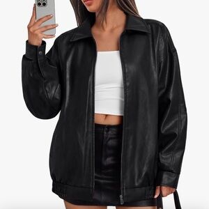Oversized Black Genuine Leather Jacket